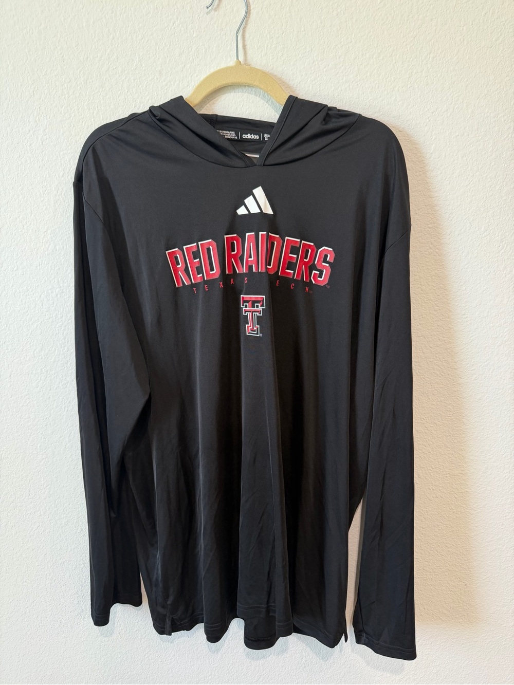 adidas Black Red Raiders Texas Tech Hooded Long-Sleeve Shirt
